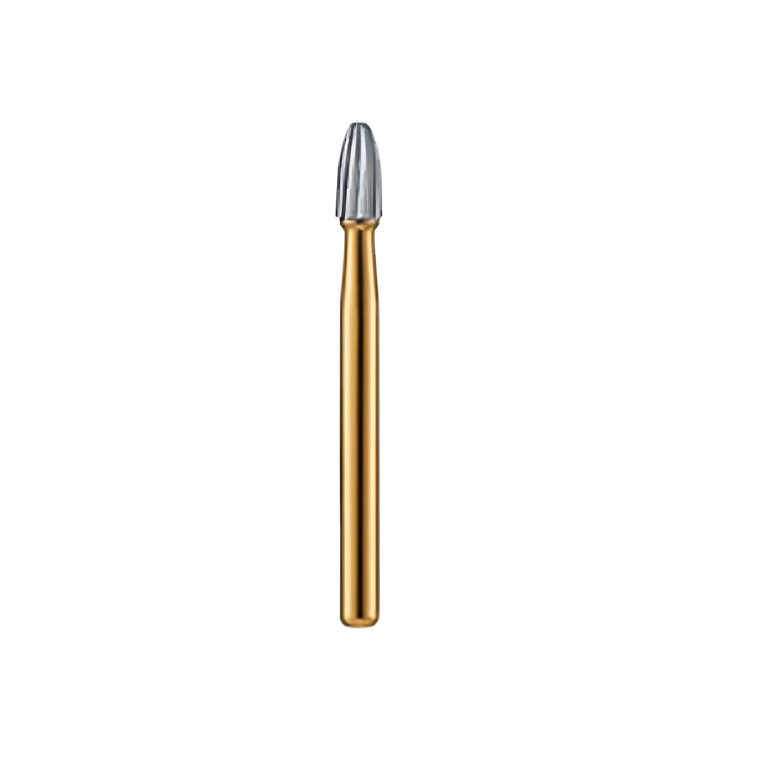 fg-7406-dental-egg-shape-golden-handle-tungsten-steel-finishing-needle-for-high-speed-handpiece-fg