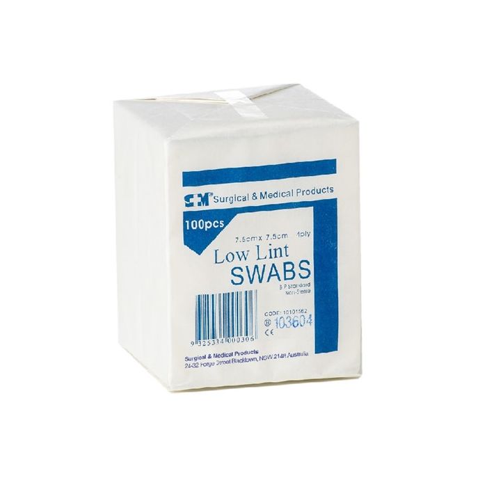 s-m-gauze-sq-non-woven-7-5-x-7-5cm-low-lint-4ply-100-pack